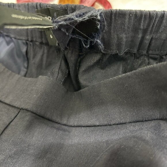 Theory Women’s Black High Slit Wide Leg Pants Linen Blend High Waist Pockets 6 - Picture 9 of 12